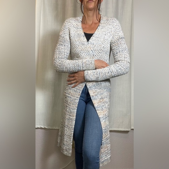 Prana organic cotton woven knitted duster cardigan size XS - Picture 1 of 14